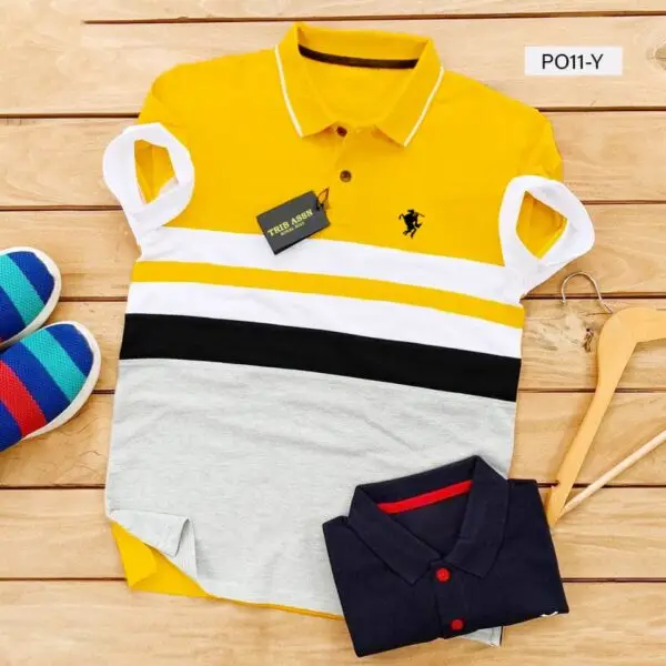 T-Shirt - 220 gsm pique material (poly cotton) - Yellow and Ash Colour