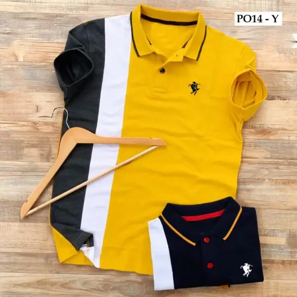 T-Shirt - 220 gsm Pique Material (Poly Cotton) - Yellow and Gray